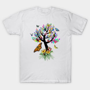 Colorful Tree with Butterflies T-Shirt